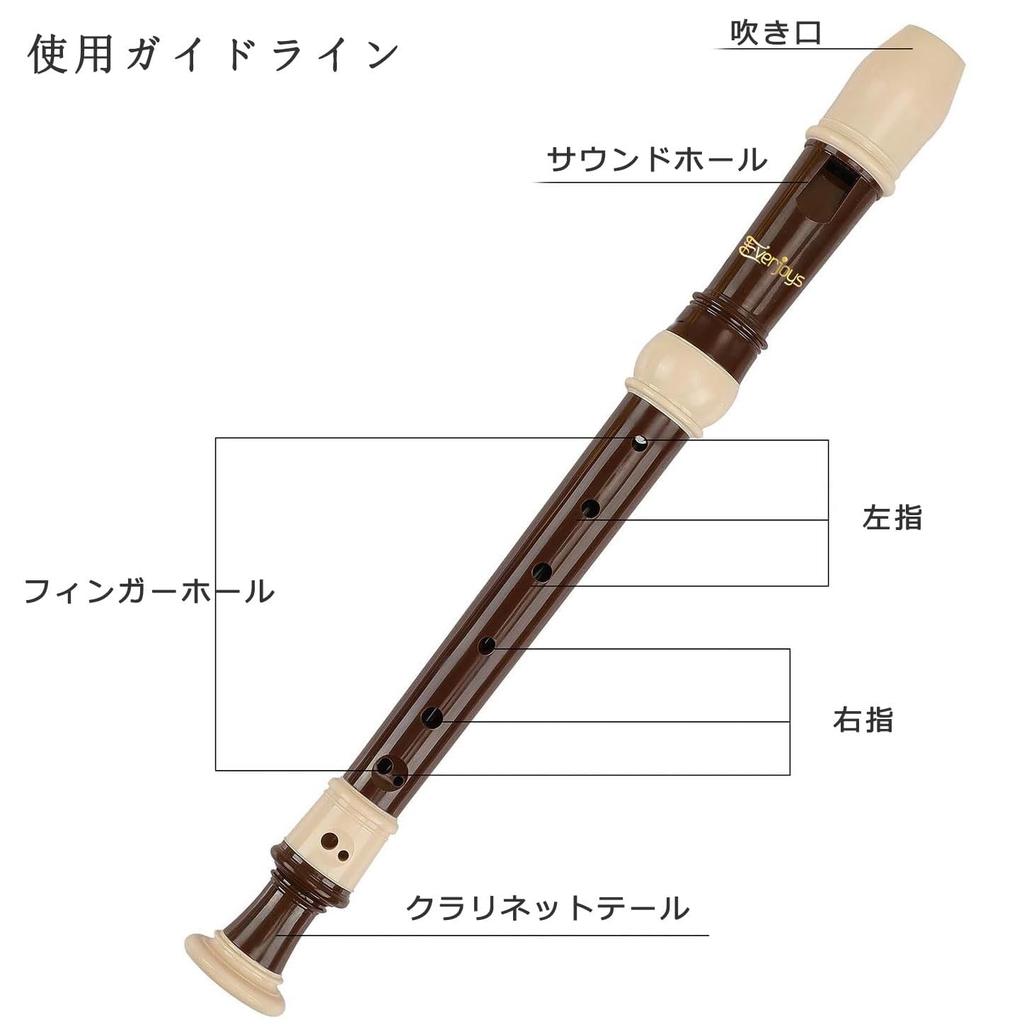 Set of 3 ABS resin soprano recorders in C detachable includes cleaning fingering and leather storage Baroque-style key, 8-hole flutes, stick, chart,
