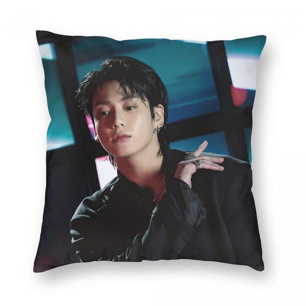 Jungkook Golden Solo Kissenbezug Polyester Leinen Samt Bedruckt Reißverschluss Deko Kissenbezug Sofa Sitzkissenbezug