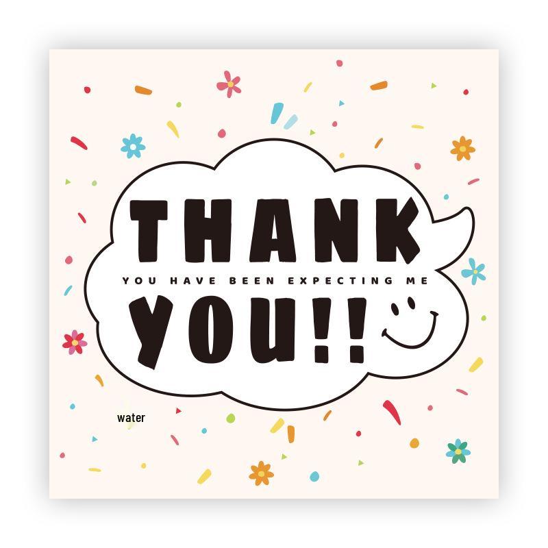 Cartoon Thank You Card Square - Handwritten Festival Greeting Card Gift Packaging Decoration