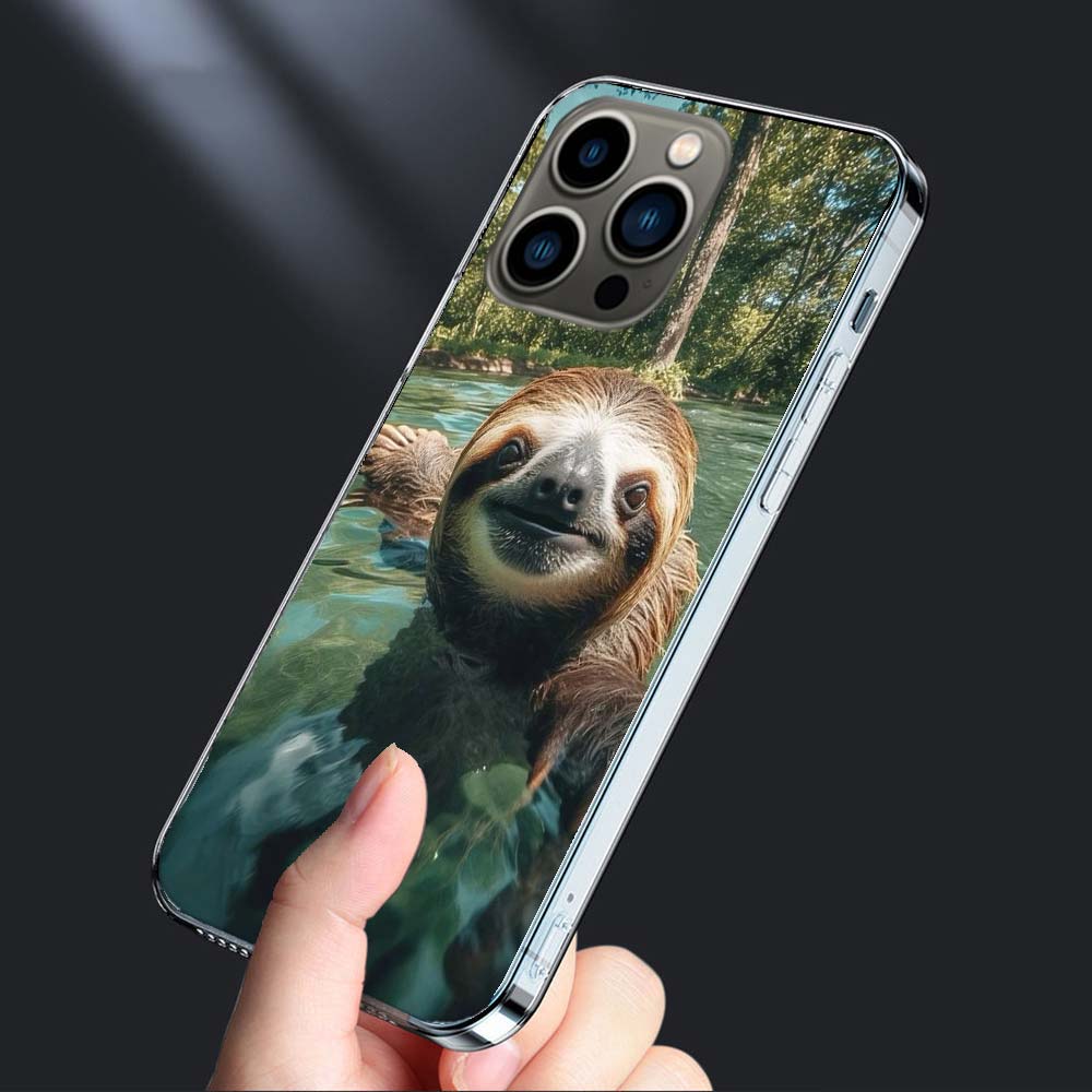 Cute Sloth Phone Case For Iphone 16E 15 Pro 14 Plus 17E 16 17 Pro Max Air 11 12 13 Mini Shockproof Capa Cute Cover TPU Clear