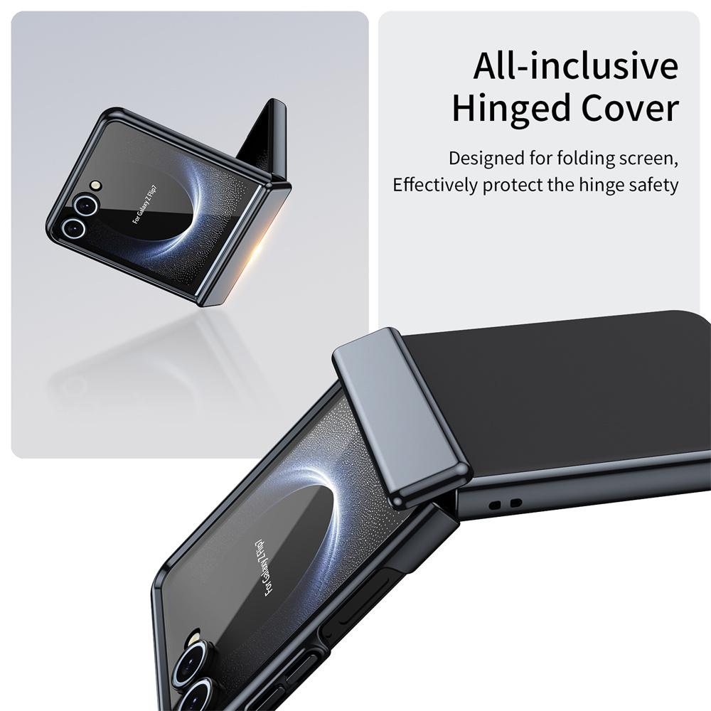 Luxury Matte Plating AG Hinged Phone Case For Samsung Galaxy Z Flip 7 FE 6 5 4 3 Screen Protect Film Hard Shell Shockproof Cover