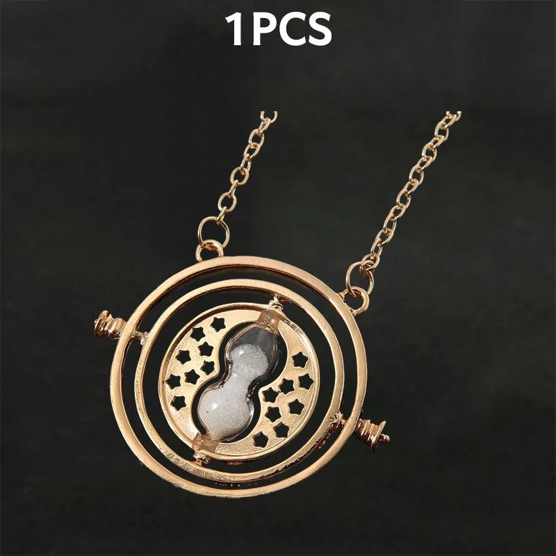 1-10Pcs Harried Time Necklace Timer Hourglass 360 Rotatable Potters Cosplay Props Astronomical Time Converter Magic School Gift