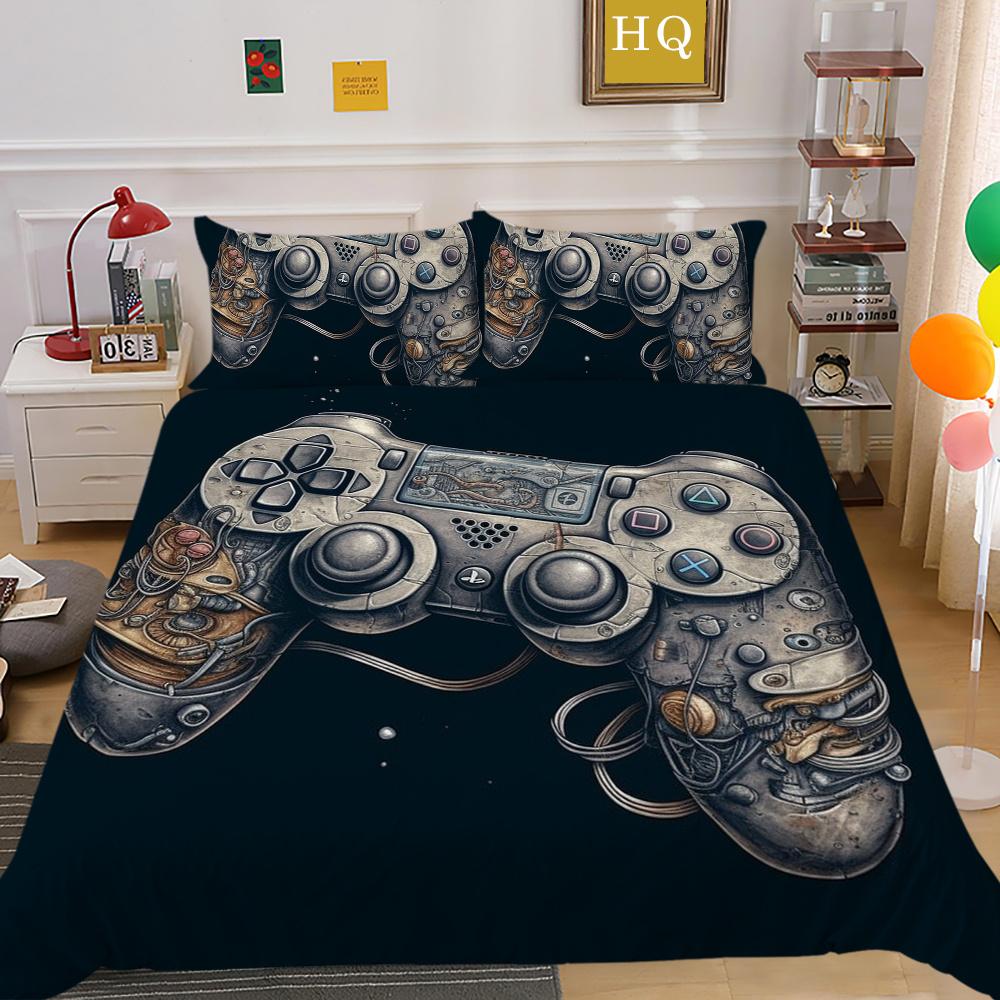 Conjunto de capa de edredom da moda, têxteis para o lar, jogo 3D, impressão de alça, conjunto de cama para adolescentes, menino, colchas, conjunto de cama de luxo, capa