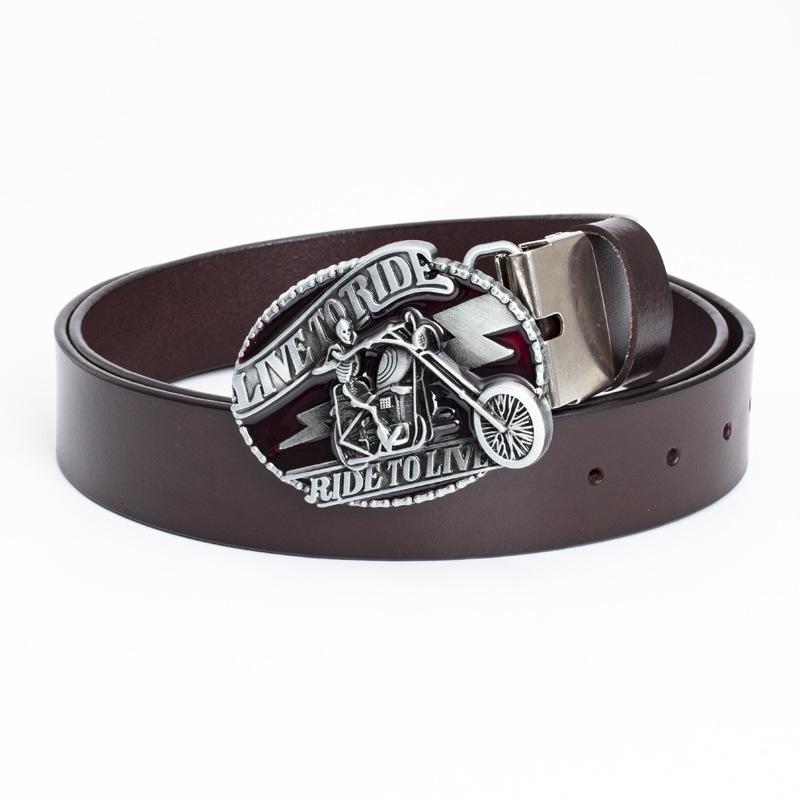 Skull Motorcycle Belt: European & American Men's Casual Trend