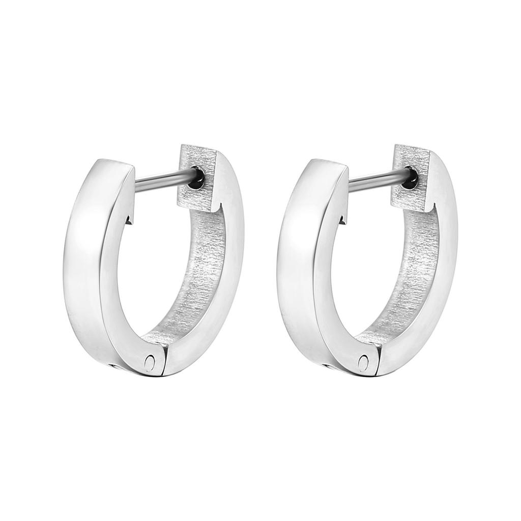 18K Gold-Plated Stainless Steel Geometric Round Ear Cuffs, Trendy Titanium Steel Earrings