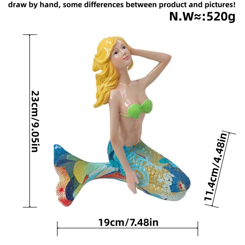 Mermaid Princess Figurine Set Entryway TV Stand Decor Resin Cartoon Ornament Gift Kids Home Living Room Holiday