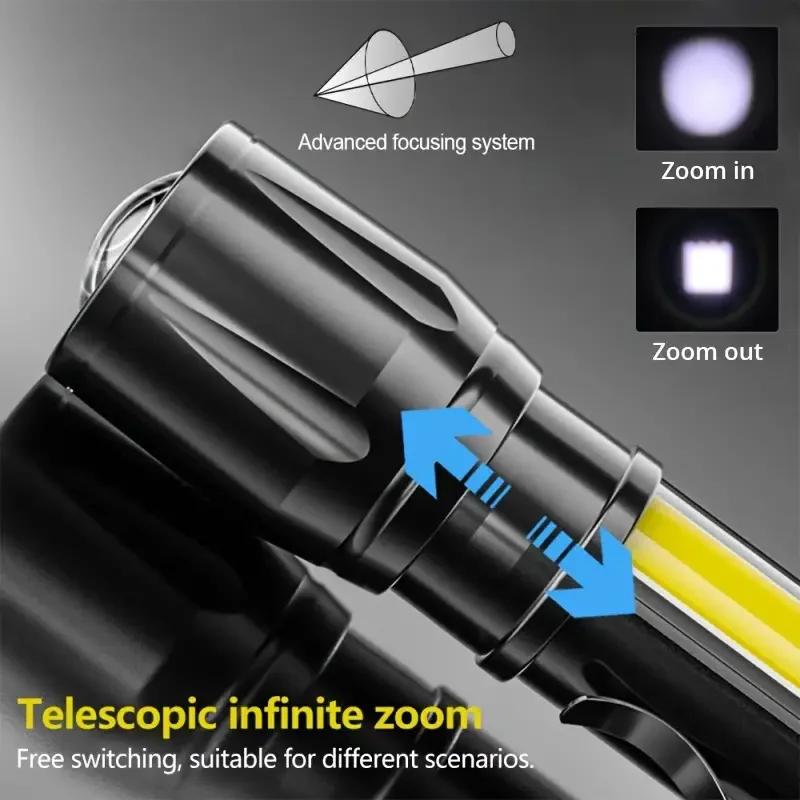 Portable LED Rechargeable USB Torch Mini Flashlight High Power Outdoor Waterproof Zoom Lantern For Camping Emergency Lighting