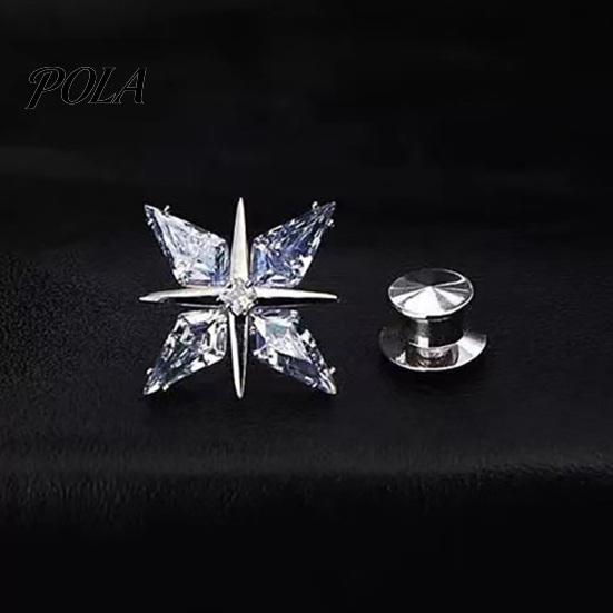 Brooch Pin with Invisible Safety Buckle, Star Shape Lapel Cubic Scratch Resistant Zirconia Rhinestone Accent, for Suits Shirts Wedding Formal