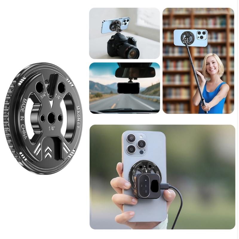 Magnetic Phone Mount Holder Bracket With 1/4 Screw For Tripod Camera Mount Live Streaming Video Recording Aluminum Alloy