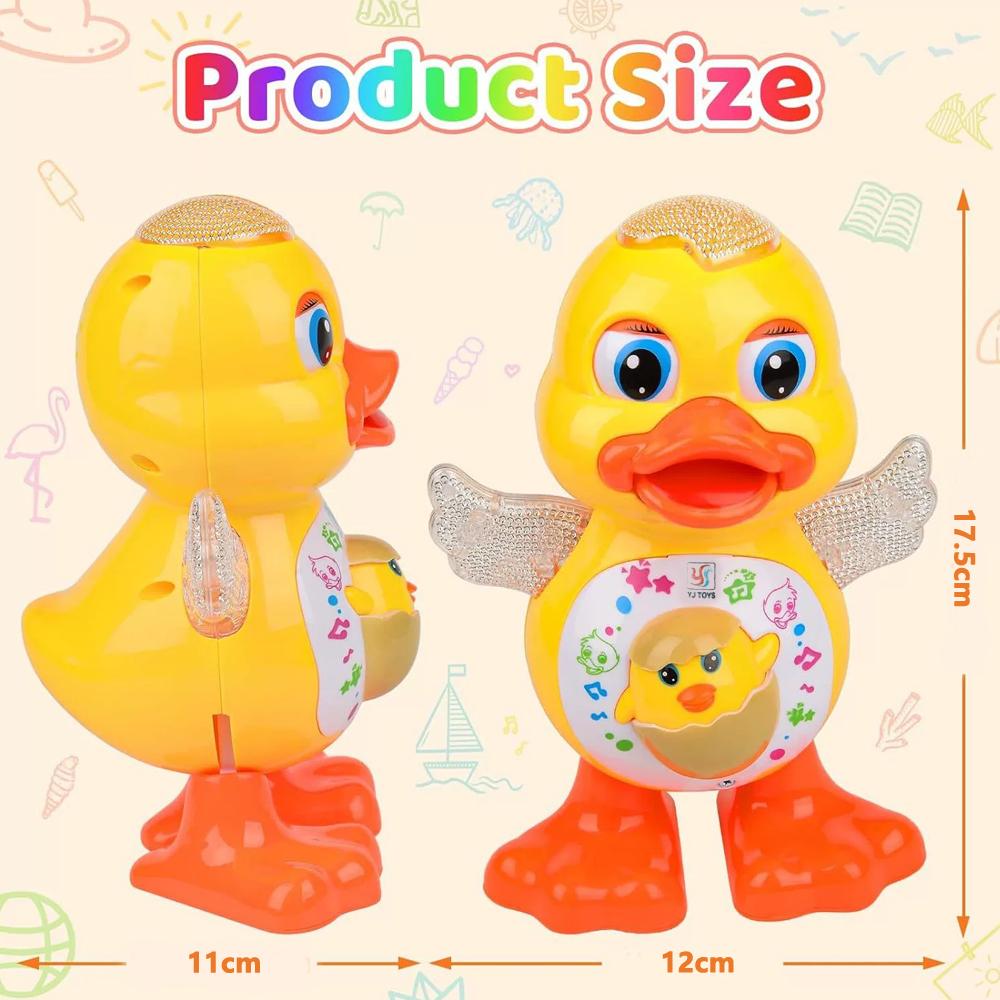 Electric Dancing Duck Toy Musical Walking Duck with Flashing LED Lights Interactive Sensory Educational Toy for Kids Boys Girls