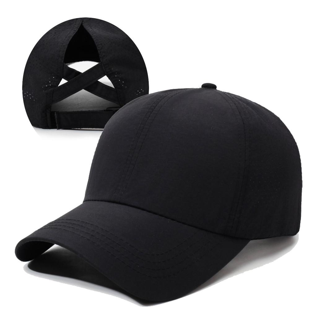 Summer Cap Baseball With Breathable Mesh Cross Design And Solid Color For Daily
