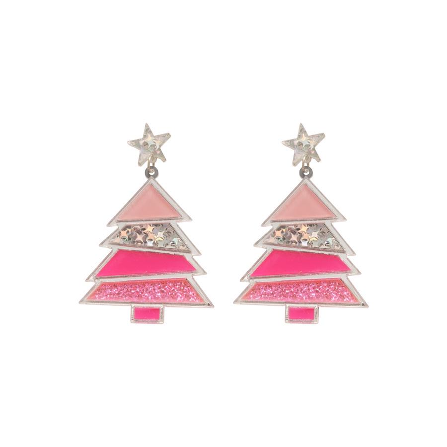 Silver Needle Acrylic Snowman & Star Christmas Earrings for Women - Elegant Festive Jewelry