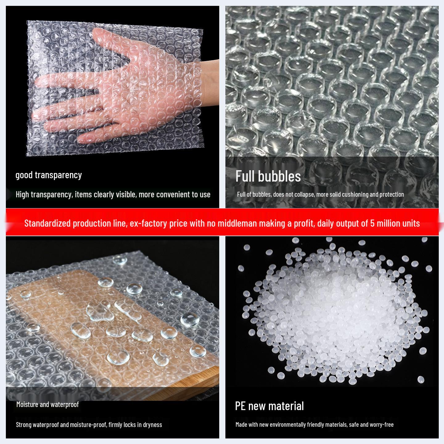 Transparent Double Layer Shockproof Foam Bubble Bag Single-Sided 6.5 Silk; 10*20cm (100/pack)