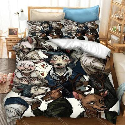 Anime BEASTARS Ensemble de literie imprimé en 3D Housse de couette Taies d'oreiller Couette Ensembles de literie Linge de lit Linge de maison Textiles pour la maison