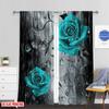 Flat Printing Window Drapes Turquoise Floral Raindrops Versatile Durable Polyester Without Electricity Family Party Curtain Set Of 2 Made Washable