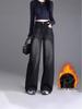Women's High Waist Velvet Straight Leg Jeans - 2025 Trendy Narrow-Wide Pants for Autumn & Winter