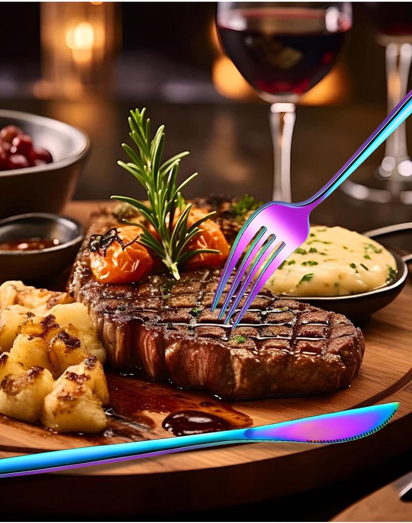 Stainless Steel Cutlery Set: 16/24-Piece Steak Knives, Forks, Spoons In Gift Box