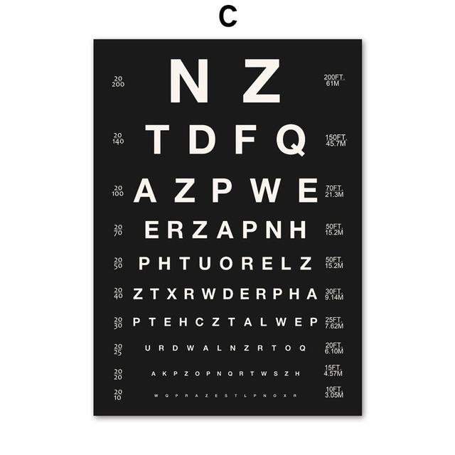 

Таблица проверки остроты зрения Плакаты и принты Таблицы проверки зрения Картина на холсте Классная комната Настенная картина Декор Cuadro 21x30cm No Framed