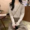 Soft waxy neck simple knitted backing sweater spring casual long-sleeved top black backing shirt