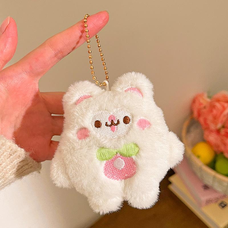 Funny Sausage Mouth Hair Ball Keychains Plush Doll Pendant Key Ring Charms Backpack Car Decor Bag Pendant Accessories