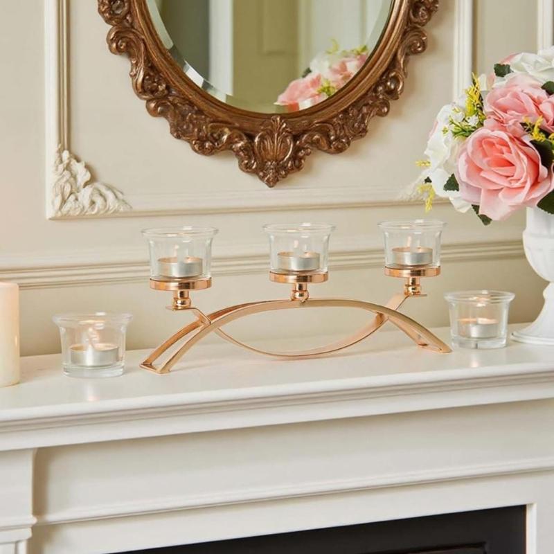 Candlestick Holders Iron Metal Taper Candle Holders Decorative Candle Stands 3 Arm Candelabra for Home Decorations