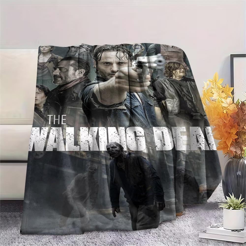 1Pc Walking Dead Print Flannel Blanket, High Quality Comfortable for All Seasons, Home Decor, Warmth and Comfort, Perfect for Gifts