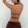 European and American Sexy Backless Hanging Neck Slim Fit Solid Color Off Shoulder Vest