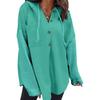 Women's Oversized Casual Long-Sleeve Button-Up Hoodie Knit Patchwork Hoodie With Pockets