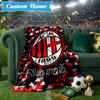Custom Name AC-Milan Emblem Blanket Lightweight Ideal Bedding Blanket Perfect for Travel, Camping, Living Rooms, Sofas, Christmas Gift