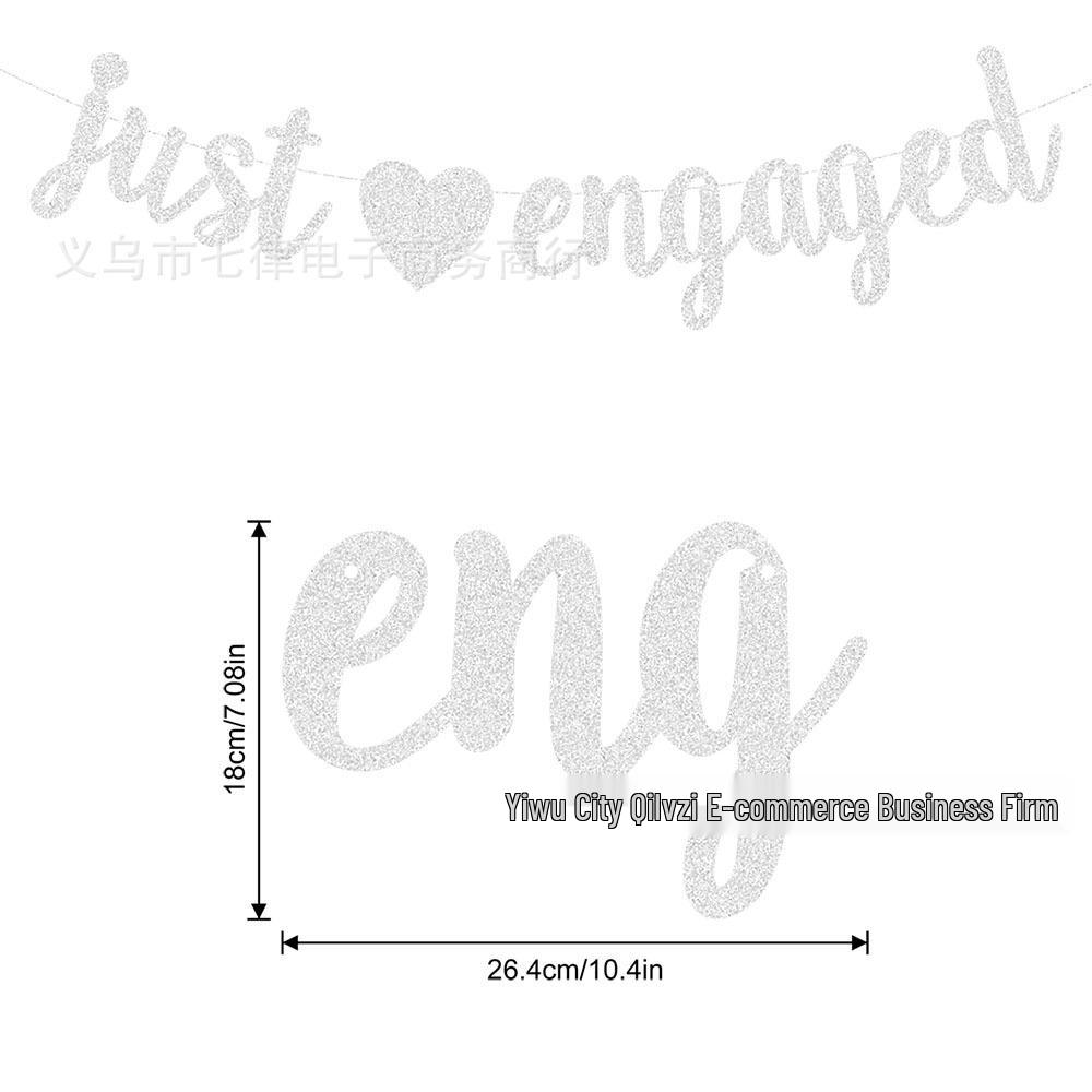 Rose Gold Just Engaged Banner for Bachelor Party & Wedding Decorations