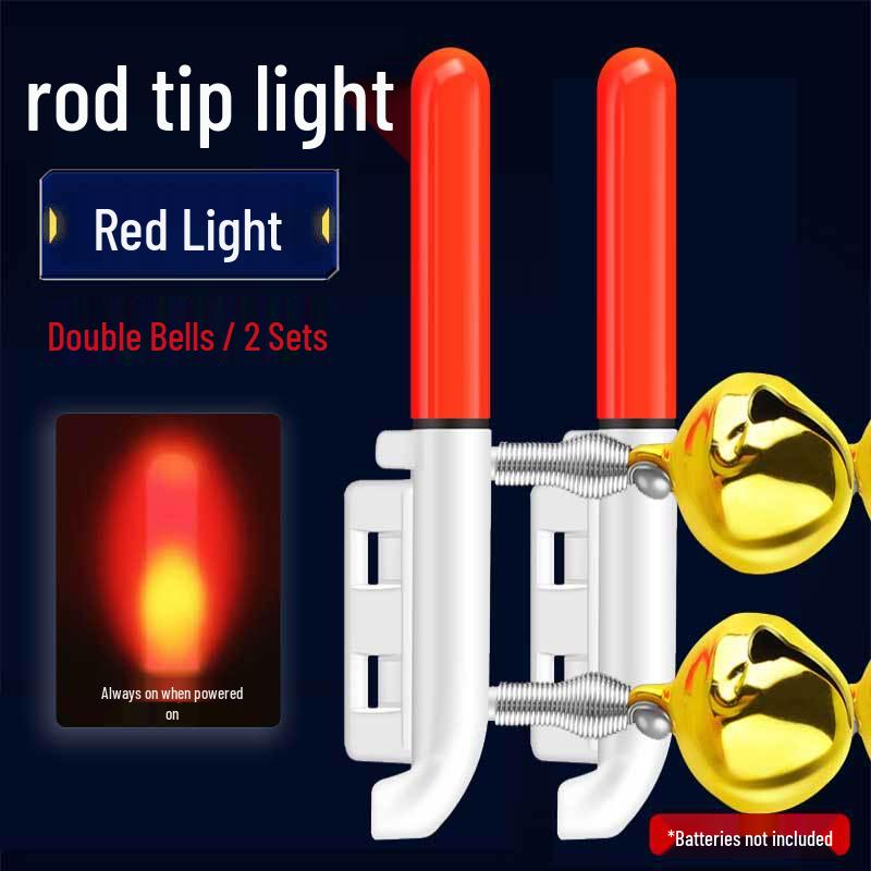 Night Fishing LED Rod Tip Light with Copper Bell - Sea Rod Alarm and Glow Sensor
