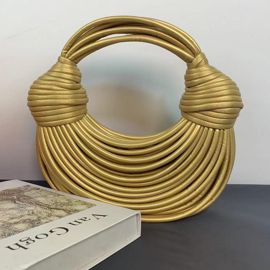 Personalized Woven Noodle Bag, Hand-woven Rope Knot Bag, Niche Knotted Bread and Dumplings, Cloud-shaped Hand-held Crossbody Bag