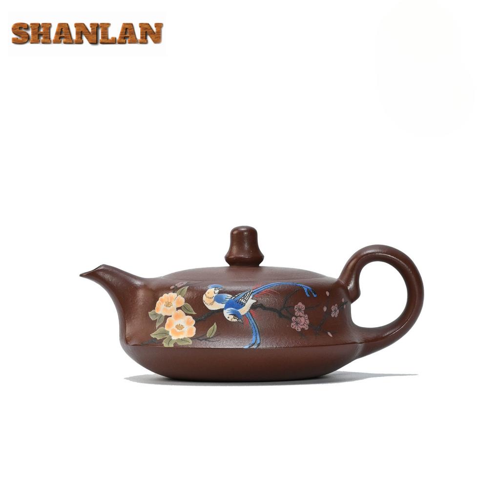 200ml Yixing Purple Clay Teapots Handmade Curve Pot Raw Ore Di Cao Qing Mud Kettle With Strainer Zisha Tea Set Drinkware Craft