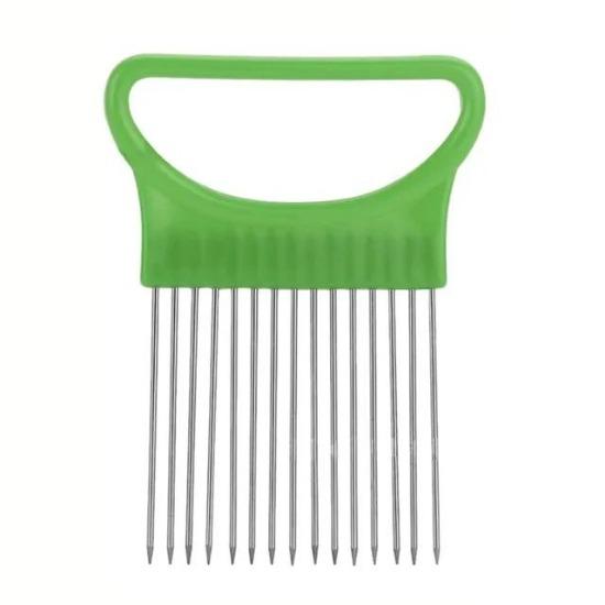 1PC Stainless Steel Onion Needle Onion Fork Vegetables Fruit Slicer Tomato Cutter Cutting Safe Holder Kitchen Accessories Tools