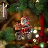 Acrylic Winter Decorative Hanging Cartoon Santa Claus Bicycle Gifts Christmas Pendants Christmas Tree Decoration, Durable Acrylic Sign