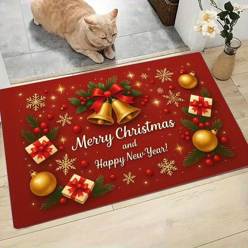 1Pcs Anti Fatigue Kitchen Rugs Christmas Golden Bells Waterproof Non-Slip Thick Cushioned Kitchen Mat Heavy Duty Comfort Standing Mat for Kitchen