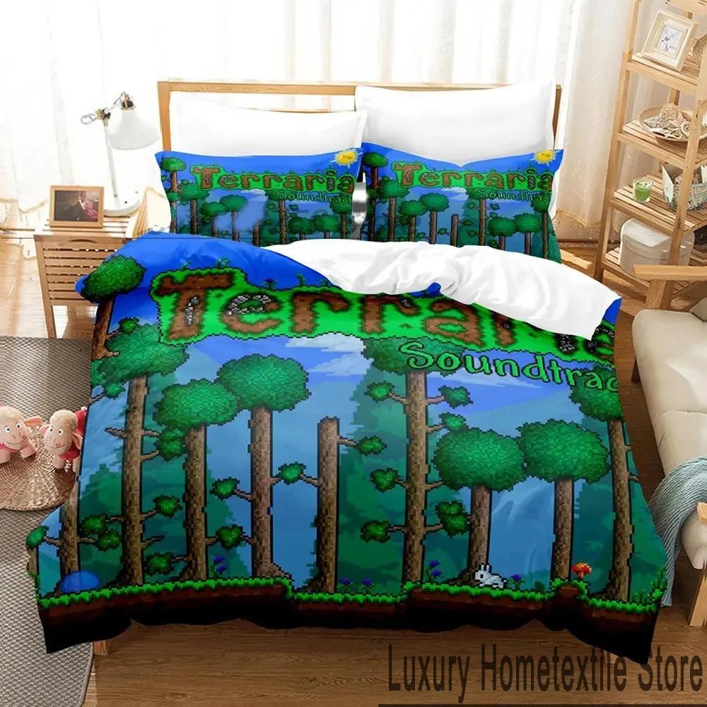 Juego de Cama Terraria con Impresión 3D Niños Niñas Tamaño Twin Queen King Funda Nórdica Funda de Almohada Cama Niños Adulto Textil para el Hogar