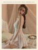Yi Yue Strappy Lace Deep V Mesh Nightdress 8473