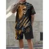 Summer New Letter Print Men's Suit Fashion Short Sleeve Shorts Suit Outdoor Street Men's Sports Shorts Daily Casual Pants