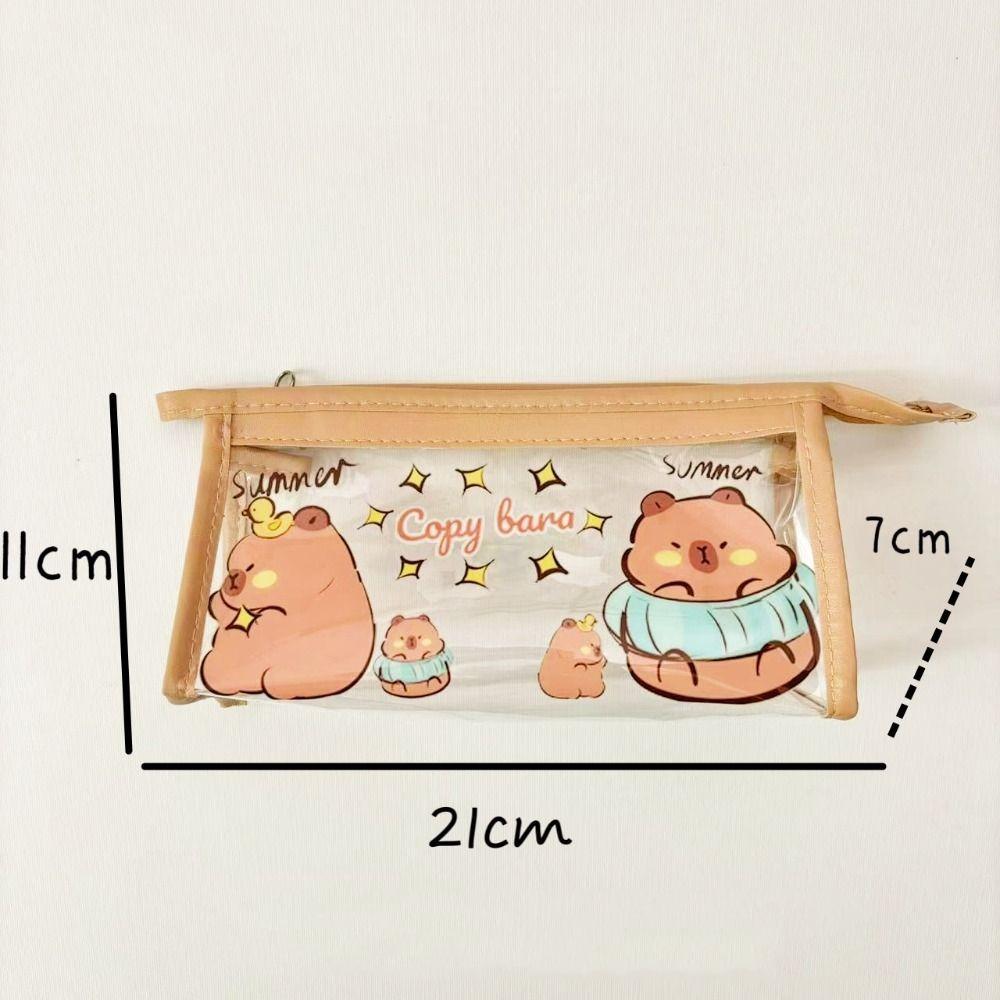 Kawaii Cartoon Pen Bag Aesthetic Stationery Bag Desktop Organizer Capybara Pencil Bag Office