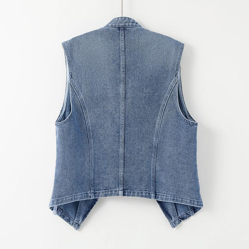 Embroidered Thin Denim Vest Jacket for Women's Summer Versatile Women's Vest Sleeveless Jacket for Spring Jeans