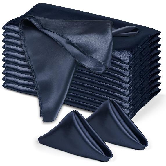 10 Pack Satin Cloth Napk, White, 17"x17" Square Shiny & Luxurious Silk-Like Finish, Thin & Lightweight for Elegant Dining, Wrinkle-Free, Washable &