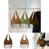 Vintage Suede Shoulder Tote Bag With Tassel Design And Solid Color For Daily Use