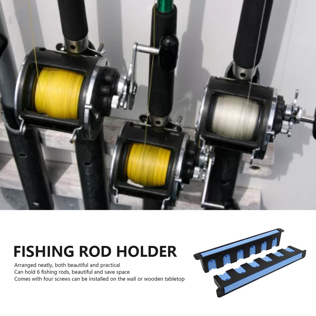 Wall Mounted Fishing Rod Rack Chemical Resistant Vertical 6 Fishing Rod Holder with 4 Screws