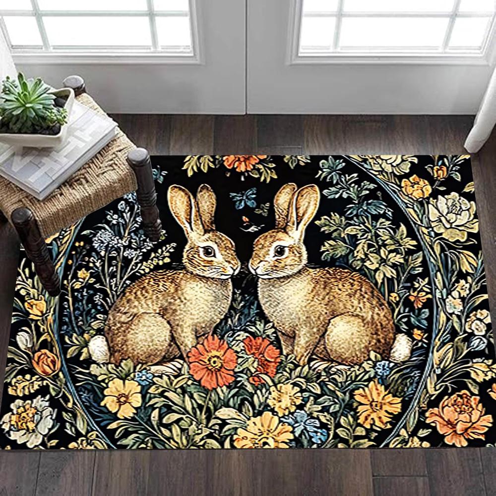 Easter Bunny Decorations Set Decoration,Carpet,Living Room,Bedroom, Non-slip,Square rug
