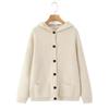 French Chic Women's Hooded Cardigan Sweater - Thick & Warm Autumn/Winter Outerwear
