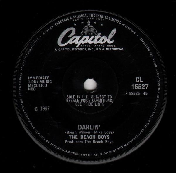 

7inch Record BEACH BOYS - Darlin CL15527 Capitol Records 1968 UK Rock Used