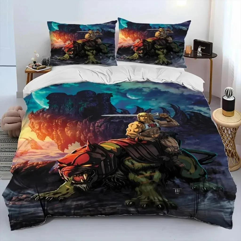 He Man The Masters Of The Universe Bettwäsche-Set für Jungen und Mädchen, Twin Queen Size, Bettbezug, Kissenbezug, Bett, Kinder, Erwachsene