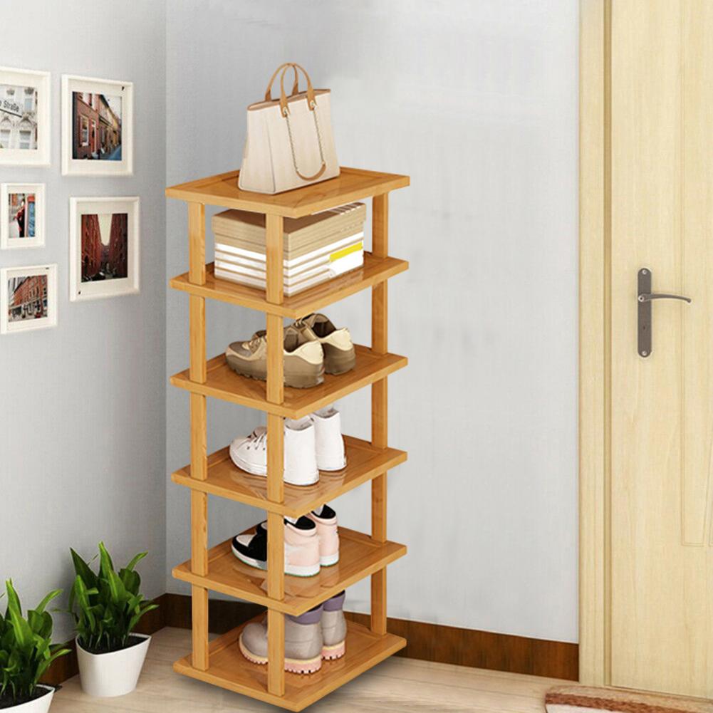 6Layers Stable Structure Waterproof Large Capacity Bamboo Great Load Bearing Multipurpose Entryway Shoes Storage Organizer Shelf