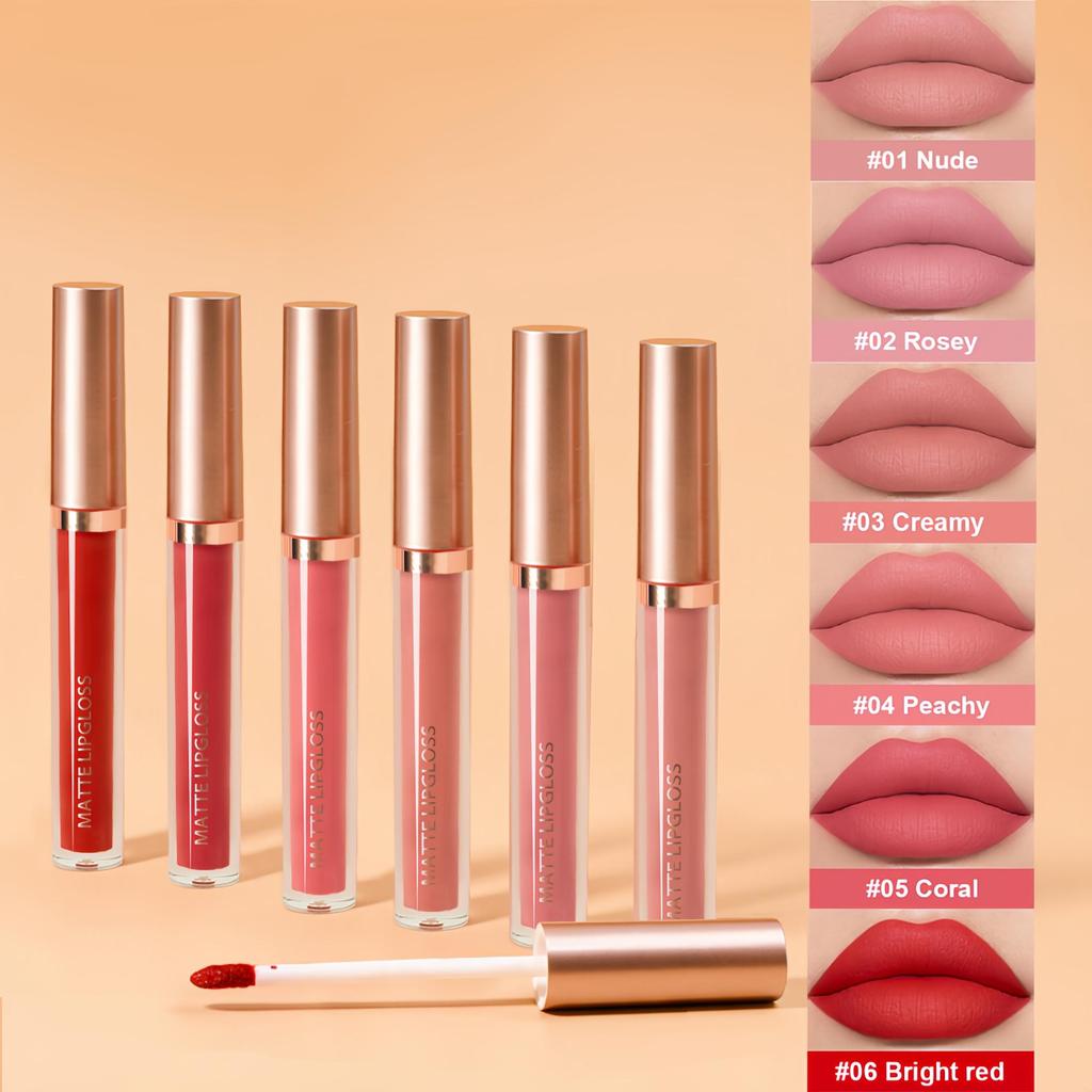 Sexy and Long-lasting Matte Liquid Lipstick Long Lasting Non Transfer Nude & Dark Shades 12 Colors Waterproof Lip Gloss Women's Beauty